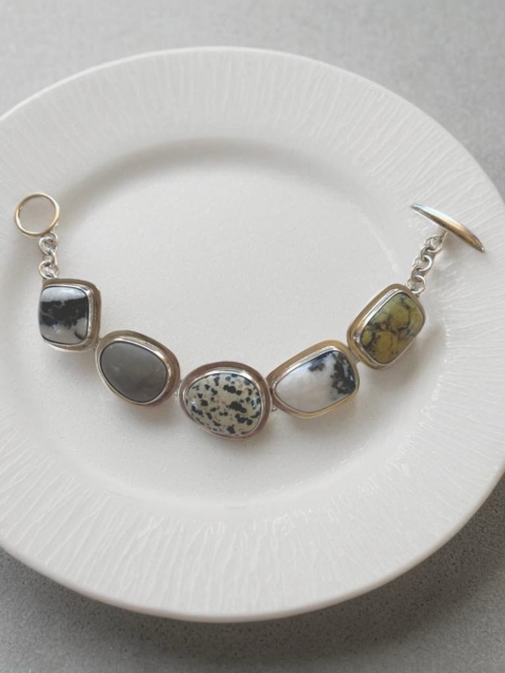 Multi-Color Natural Stone Link Bracelet B0617 Silpada Vintage - Picture 7 of 8
